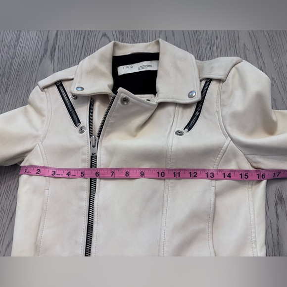IRO Cream Lamb Leather Biker Jacket Size 4 (FR 36) - Picture 14 of 16